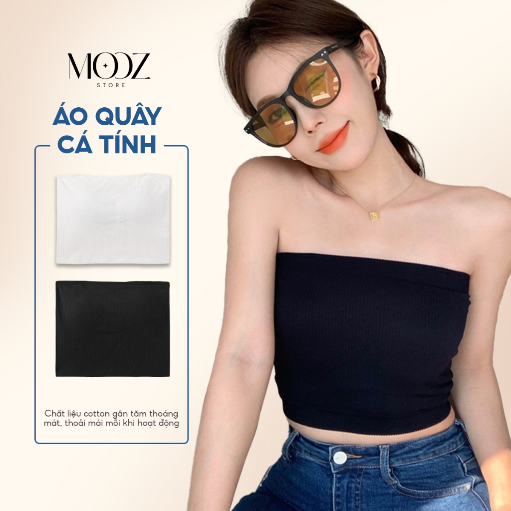 Áo ống quây ngực MoozStore077, Áo croptop không dây không đệm vải gân tăm ôm body trẻ trung quyến rũ