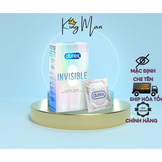 (Mua 3 tặng 1) Bao cao su Durex Invisible siêu mỏng mát nhiều gel size 52mm hộp 10 bao