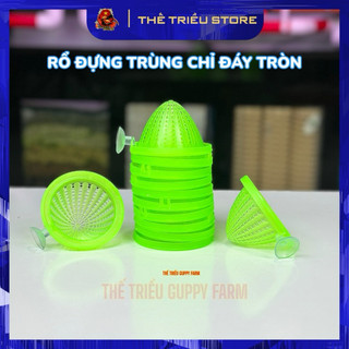 Rổ đựng trùn chỉ đáy tròn màu xanh