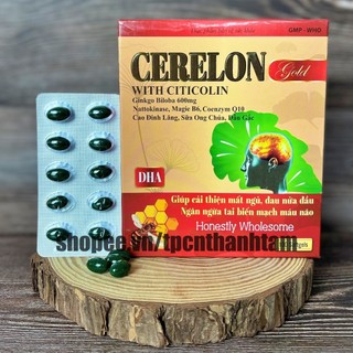 Hoạt Huyết Dưỡng Não CERELON GOLD  Bổ Não ,Tăng Cường Trí Nhớ , Tăng Tuần Hoàn Máu Não - Hộp 100 Viên