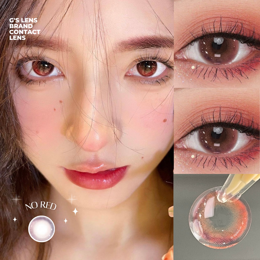 Lens Mắt Kính Áp Tròng Đỏ Tây Sáng NO RED Giãn Ít Có Từ 0 Đến 6 Độ Lệch Độ Size S 14.2mm - GSLENS