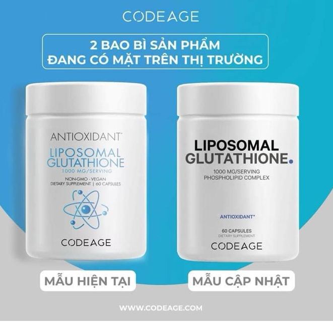 Viên uống mờ nám Codeage Liposomal Glutathione 1000mg thải độc, chống oxy hóa 60 viên - ajaskinlab