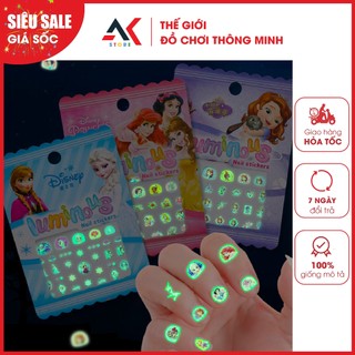 Sticker dán móng tay 3d dạ quang chống thấm nước hình công chúa elsa cho bé gái
