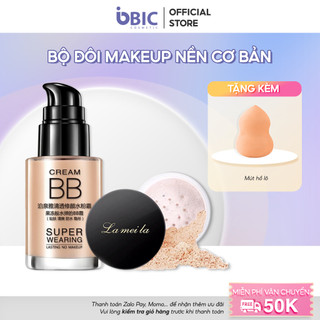Combo trang điểm makeup kem nền che khuyết điểm và phấn phủ kiềm dầu tặng kèm mút BICCOSMETIC