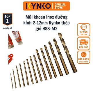 Mũi khoan inox đường kính 2-12mm Kynko thép gió HSS-M2