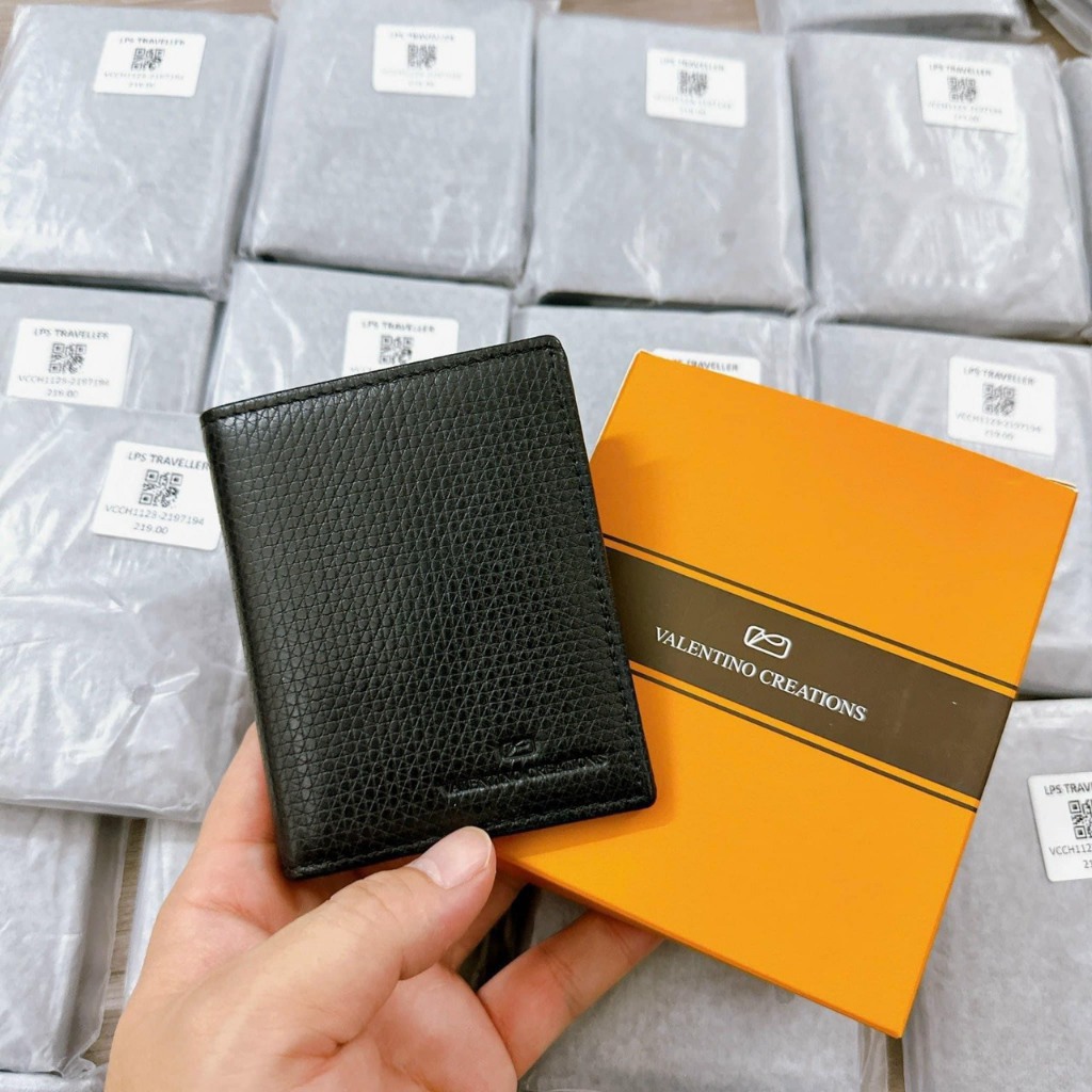 Ví Sần Gập Nam Dáng Đứng Valentino Fullbox