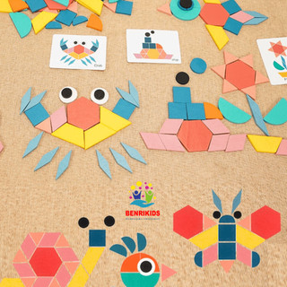 Đồ chơi cho bé - Bộ xếp hình sáng tạo Pattern Block bằng gỗ tiện lợi hàng Việt Nam chính