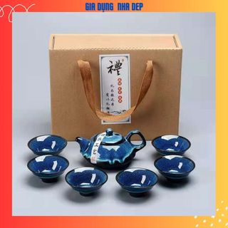 Bộ ấm trà Men Hoả Biến mẫu 4 chén,6 chén