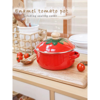 Nồi tráng men 18cm dùng được trên bếp từ hình quả cà chua