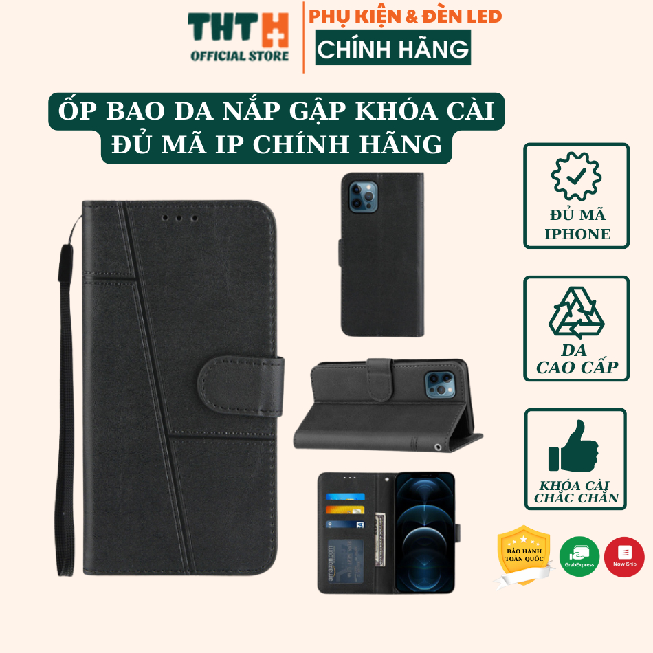 Bao da ốp lưng khóa cài nắp gập 2 mặt cho IPHONE 7 8 7PLUS 8PLUS X XSMAX 11 12 13 14 pro promax cao cấp