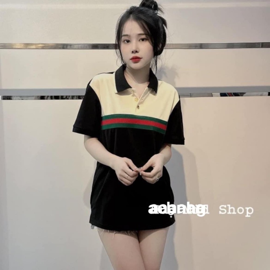 Áo thun nam nữ polo chất cotton khô 3158 KẺ NGANG unisex tay lỡ form rộng freesize THUUNISEX M1238