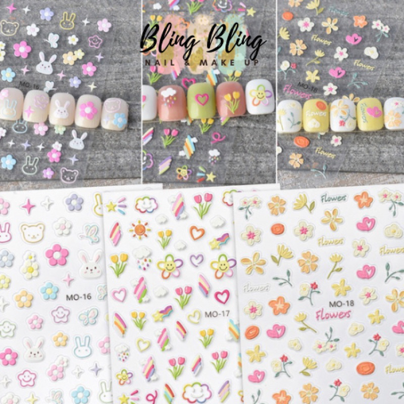 Sticker dán móng tay 5D mã MO-1x  hình dán sticker, sticker dán móng, sticker nail