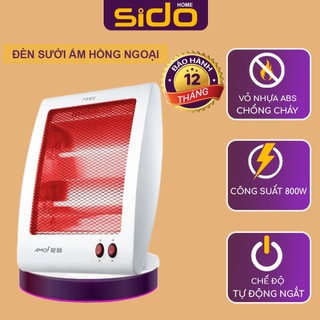 Đèn sưởi Sidohome SH03 2 bóng sưởi công suất 800W máy sưởi hồng ngoại làm ấm nhanh tiết kiệm điện dùng cho phòng ngủ