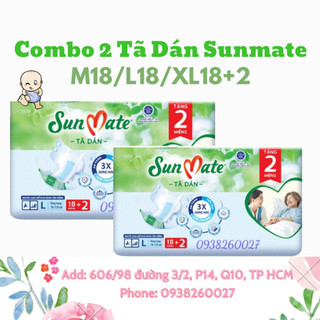 Combo 2 gói tã dán sunmate m18/l18/xl18+2 mẫu mới