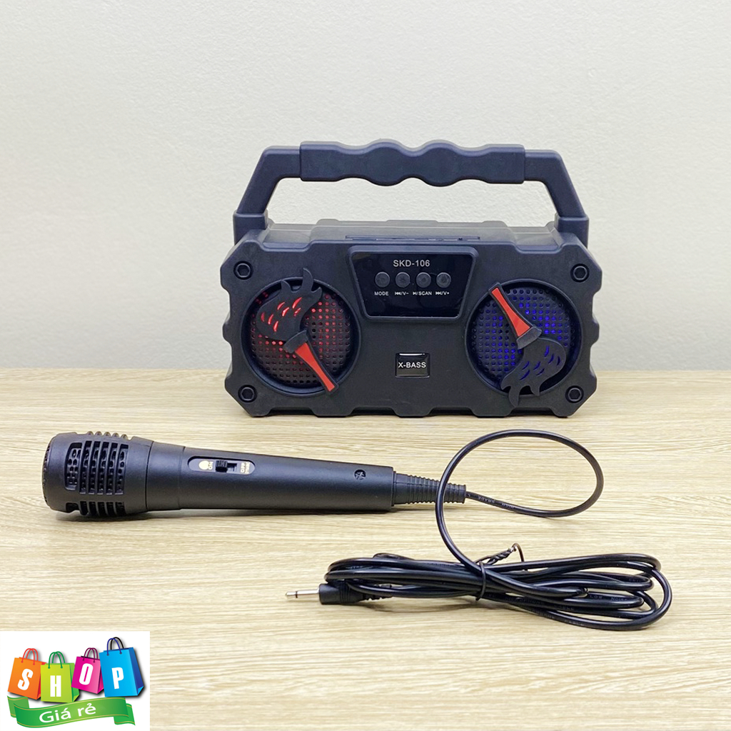 Loa bluetooth kèm micro hát karaoke cực hay SKD-106, âm thanh cực sống động