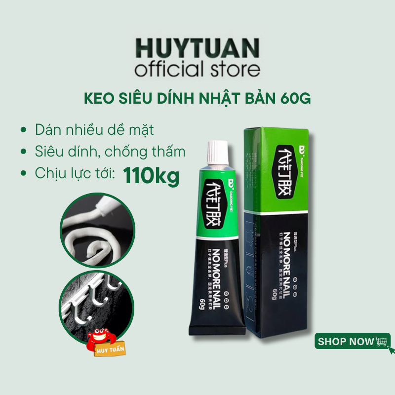 Keo siêu dính công nghệ Nhật Bản tuýp 60g, Keo siêu dán tường dán giày gỗ thuỷ tinh đa năng chống thấm nước