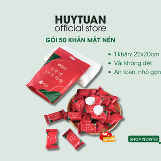 Gói 50 Khăn giấy nén rửa mặt dạng viên kẹo tròn hàn quốc, khăn nén ướt dạng viên