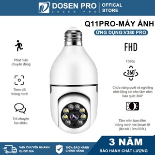 DOSEN V380 không dây Q11 xoay 360, hình độ bóng đèn, FullHD 1080P, kết nối với điện thoại từ xa, tầm nhìn ban đêm
