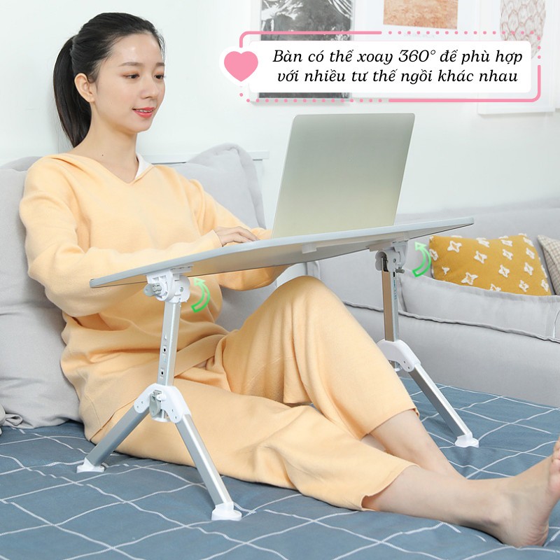 Bàn Học Gấp Mini Kumo Ban Đọc Sách Sinh Viên Để Laptop Đa Năng Xoay 360 Độ