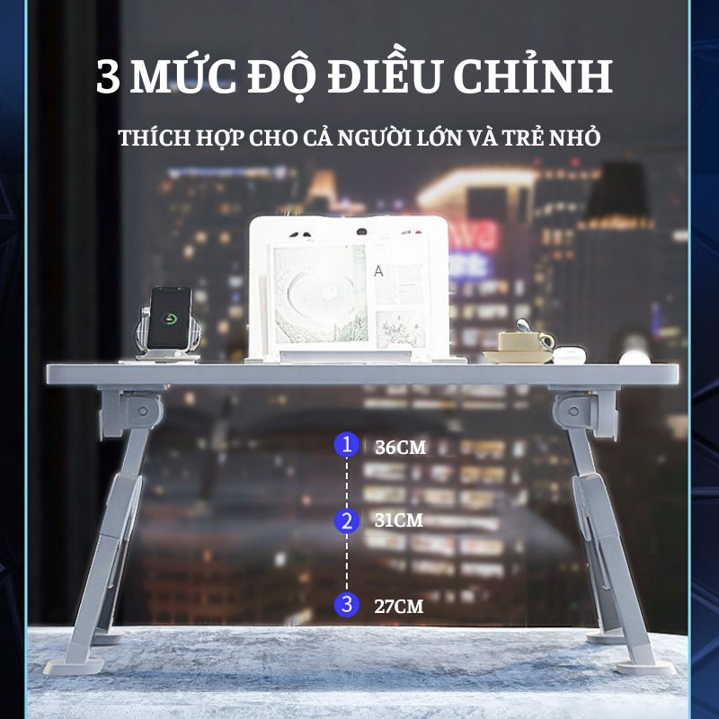 Bàn Học Gấp Mini Kumo Ban Đọc Sách Sinh Viên Để Laptop Đa Năng Xoay 360 Độ
