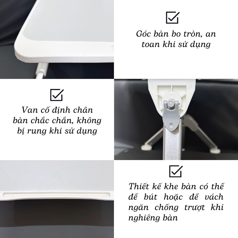 Bàn Học Gấp Mini Kumo Ban Đọc Sách Sinh Viên Để Laptop Đa Năng Xoay 360 Độ