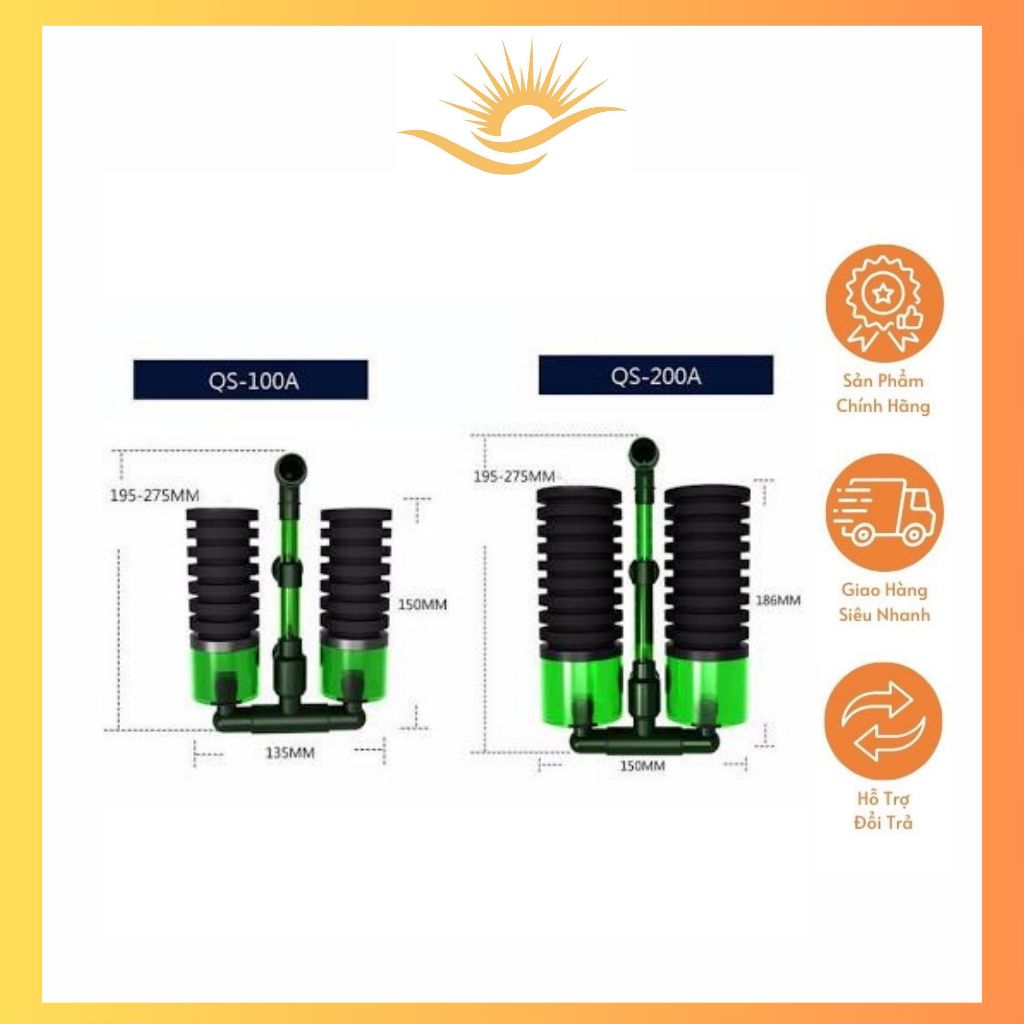 Lọc Sủi Vi Sinh Qs-100A Và Qs - 200A Có Tác Dụng Hút Các Hạt Bụi Và Mùn Bẩn Trong Nước Làm Cho Nước 