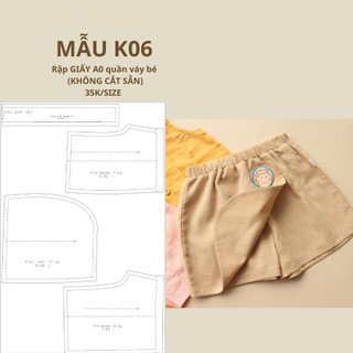 Rập giấy a0 quần giả váy bé k06
