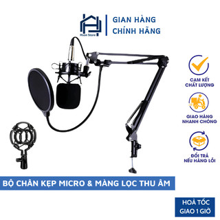 Chân kẹp mic và màng lọc thu âm Microphone HSON - Giá đỡ kẹp bàn gắn micro livestream