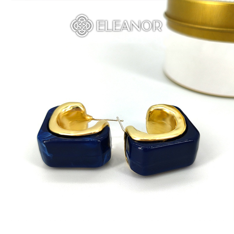 Bông tai nữ chuôi bạc 925 Eleanor Accessories dáng chữ C khuyên tai basic phụ kiện trang sức 5370