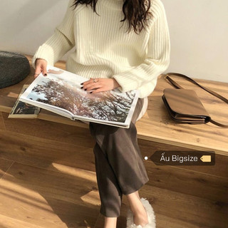 Quần nhung tăm nâu tây ống đứng đơn giản super bigsize đến 150kg