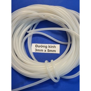200m ống silicon 3mm x 5mm màu trắng đục