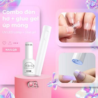 Combo Glue Gel ANSC gel úp móng + đèn hơ gel pin sạc 3w