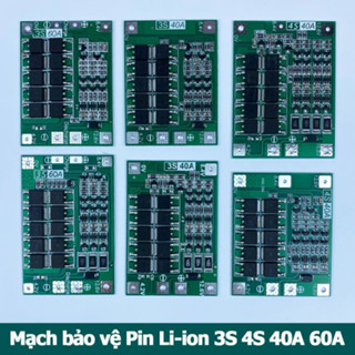 Bảng mạch cân bằng bảo vệ pin Li-ion 3S 4S 40A 60A BMS 18650 11.1V 12.6V 14.8V 16.8V