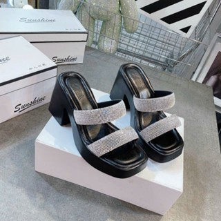 DÉP CAO GÓT ĐẾ XUỒNG GÓT VUÔNG 8CM SIÊU NHẸ HÀNG LOẠI 1- 2 QUAI ĐÁ TO ĐẾ ĐÚP TRƯỚC CỰC DỄ ĐI