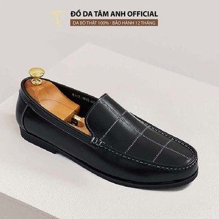 Giày lười da nam Moccasin TÂM ANH họa tiết chỉ nổi ô vuông GNTA16102-D