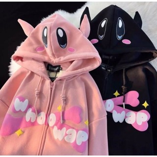 Áo Khoác Nỉ Hoodie Zip Phối Nón ư Lớp Tai Thỏ Thêu WHOOWAP Nam Nữ Ulzzang Unisex Form Rộng Đẹp - TP585
