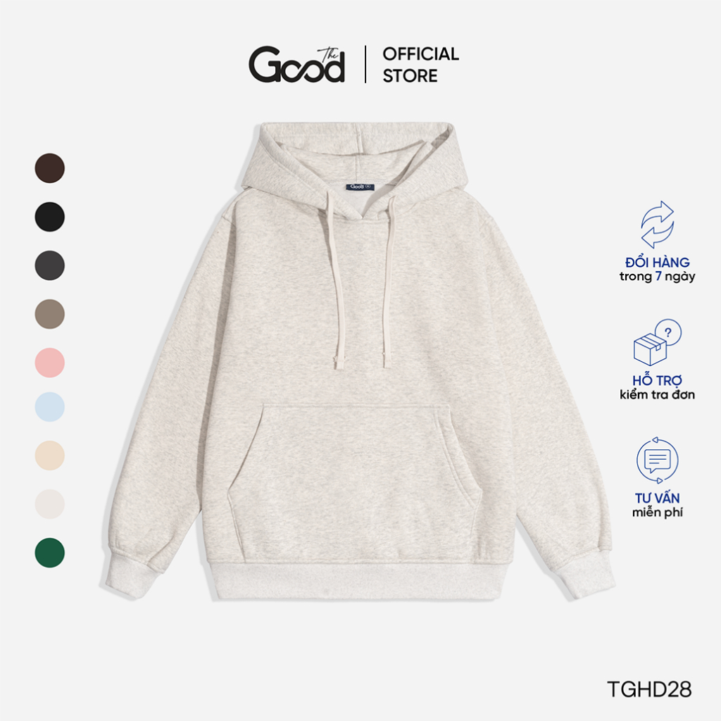 Áo Hoodie Trơn THE GOOD, Áo Hoodie Nỉ Bông Unisex Form Rộng Basic