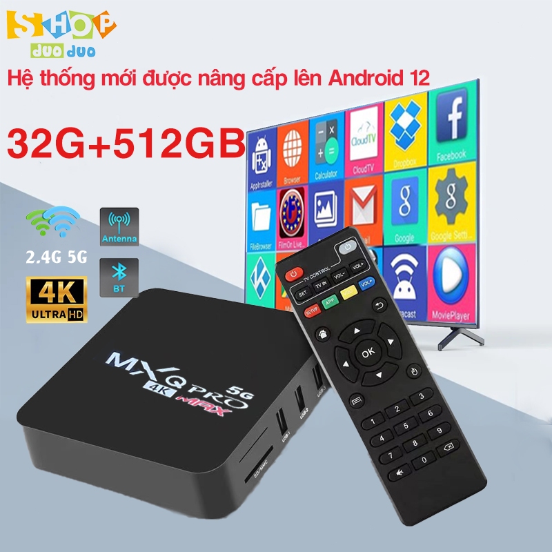 Android TV Box MXQ PRO MAX 4K bản 16GB+256GB/32GB+512GB Tiếng Việt Wifi 5G, Android 12 Độ phân giải 4K