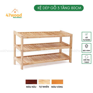 KỆ GIÀY DÉP 47WOOD GỖ 3 TẦNG RỘNG 80CM