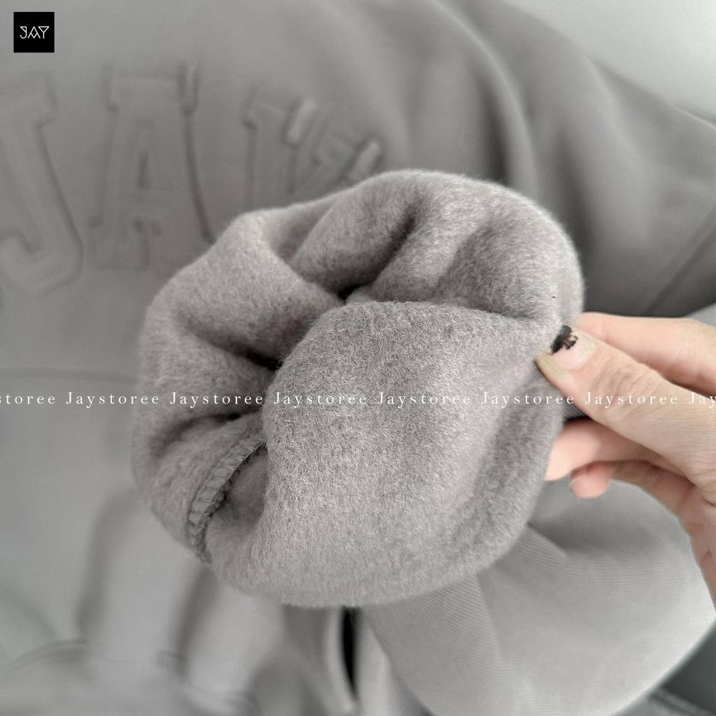 HOODIE BOXY - Áo khoác hoodie thêu đắp vải JJAYS form rộng mũ to nam nữ unisex màu XÁM TRẮNG/XÁM CHÌ/ĐEN 🖤 | BigBuy360 - bigbuy360.vn
