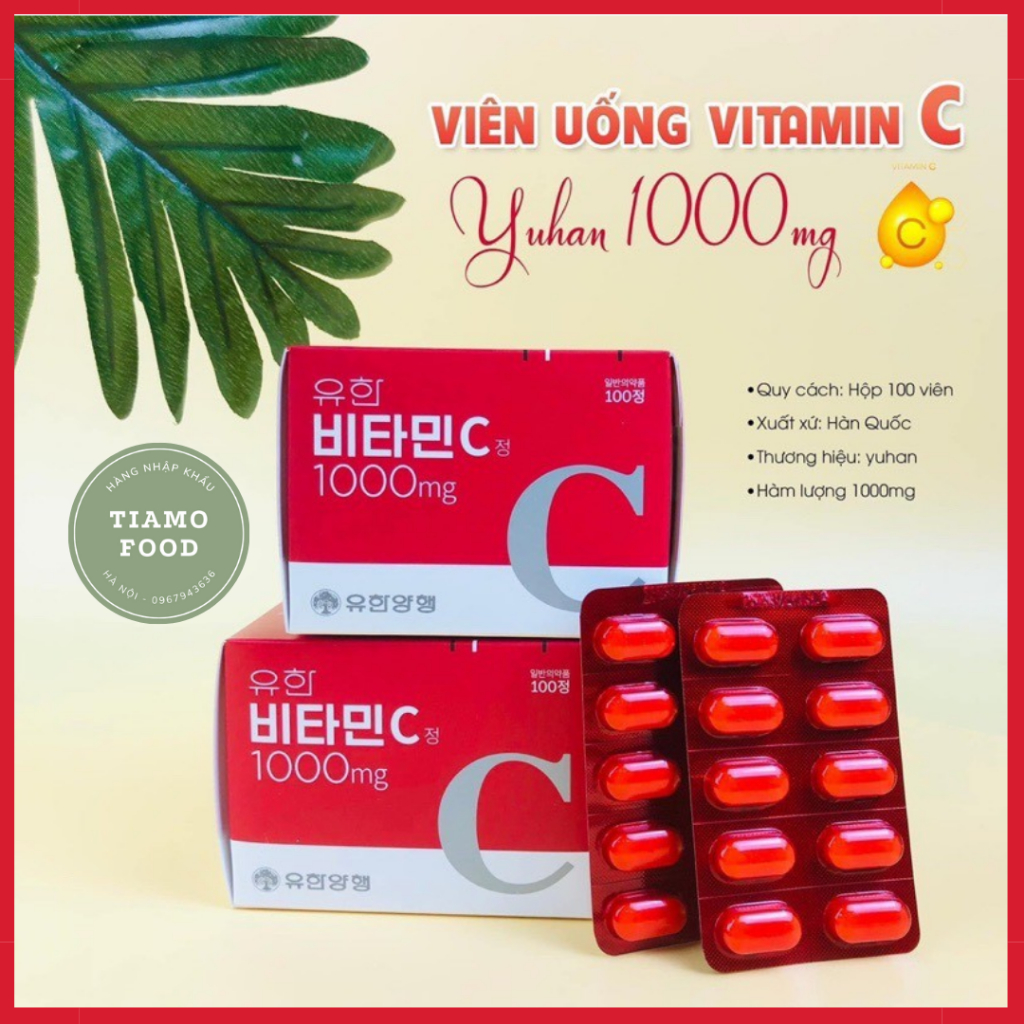 Viên uống Vitamin C Hàn Quốc Yuhan Vitamin C 1000mg (Hộp 100 viên)