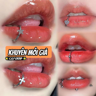 Khuyên môi giả không cần bấm lỗ thép không gỉ kẹp xỏ miệng Nam Nữ Hàn Quốc