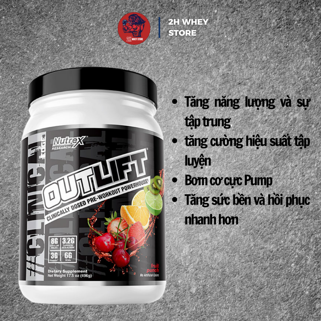 Pre Workout Outlift Nutrex, Pre workout Pump Cơ, Tăng Sức Mạnh, Sức Bền