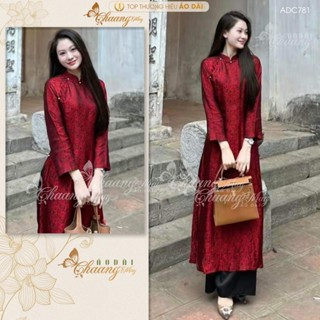  Áo dài truyền thống cổ phục Việt cách tân nữ Chaang may sẵn áo dài dáng suông có chít eo dự tiệc cưới lễ Tết đẹp ADC781 