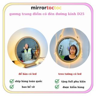 Gương Tròn Treo Tường Có Đèn LED, Gương Treo Bàn Trang Điểm, Nhà Tắm, Nhiều Size Lựa chọn, Lắp Dễ Mirrortoctoc
