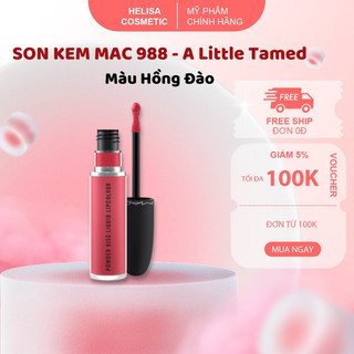 Son mac powder kiss liquid lipcolour màu 988 a little tamed -son lỳ dạng kem mịn mượt như nhung, bền màu, độ che phủ tốt