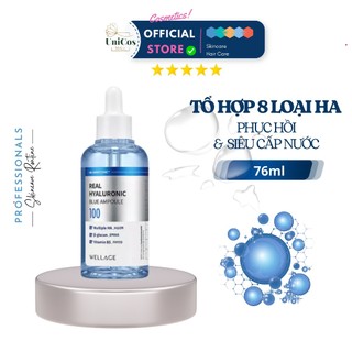 Serum dưỡng ẩm dịu da wellage real hyaluronic blue ampoule 100 - tinh chất dưỡng da sáng mịn - serum phục hồi da đàn hồi