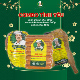 Combo trãi nghiệm 3 sản phẩm chân giò hun khói 500g, xúc xích klobasa Praha 500g và gà hun khói 450g