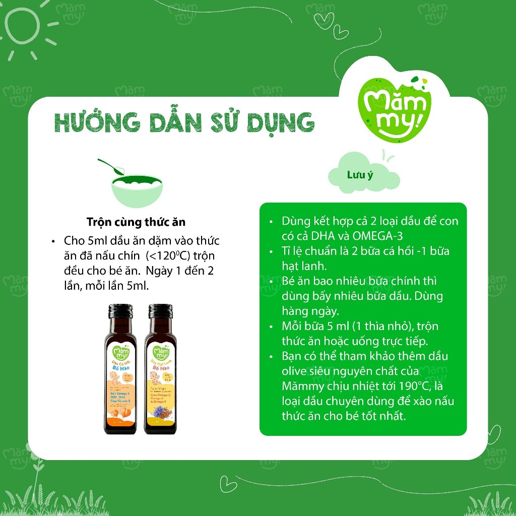 Dầu ăn dặm cá hồi bổ não Mămmy giàu DHA, Omega3 cho bé ăn dặm từ 6 tháng chai 100ml