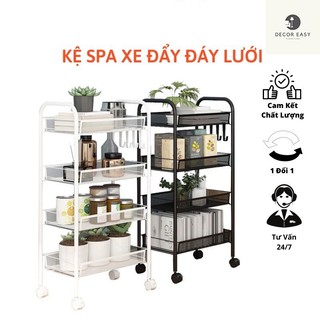 Kệ Đựng Đồ Đa Năng Kệ Spa - Kệ Đa Năng Khay Lưới Sơn Tĩnh Điện Có Bánh Xe Tiện Lợi